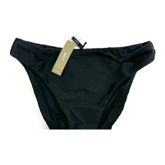 NWT J. Crew Ribbed High Rise High Leg Cheeky Bikini Swim Bottom Black M #3156 - Picture 3 of 14